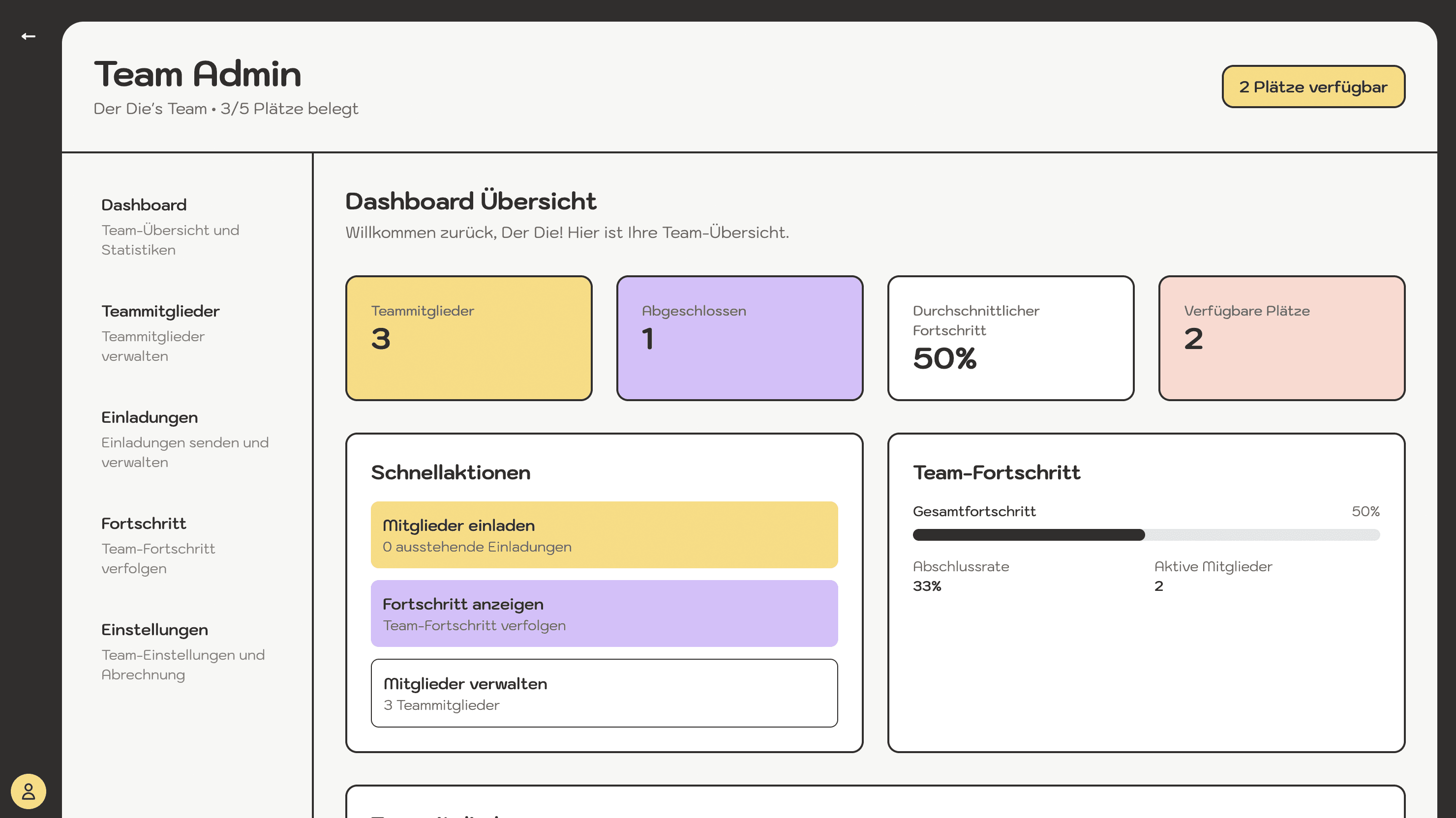 Admin Dashboard - Team Management